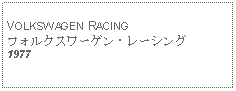 Text Box: VOLKSWAGEN RACINGフォルクスワーゲン・レーシング 1977